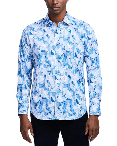 Robert Graham Baskerville Printed Long Sleeve Button Front Shirt In Blue