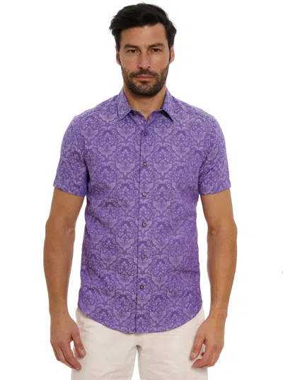 Robert Graham Bayview Short Sleeve Button Down Shirt In Purple
