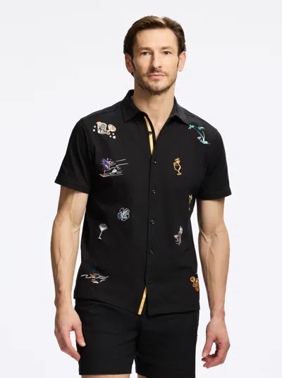 Robert Graham Boat Day Short Sleeve Button Down Shirt In Black