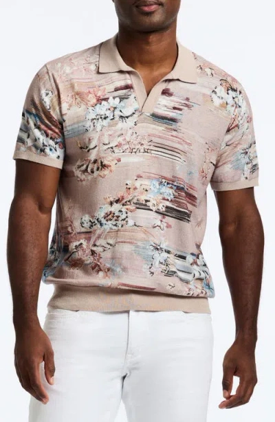 Robert Graham Men's Bowden Short-sleeve Polo Sweater In Beige
