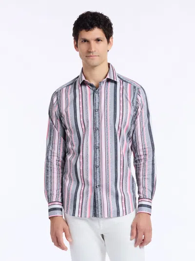 Robert Graham Bramshaw Mixed Stripe Stretch Cotton Button-up Shirt In Pink