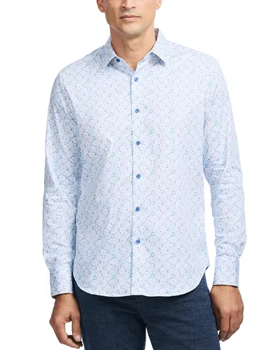 Robert Graham Bramston Medallion Print Stretch Cotton Button-up Shirt In Blue