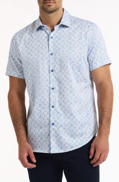 ROBERT GRAHAM ROBERT GRAHAM BRAMSTON MEDALLION PRINT SHORT SLEEVE STRETCH COTTON BUTTON-UP SHIRT