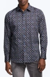 Robert Graham Bramston Mosaic Print Stretch Cotton Button-up Shirt In Blue