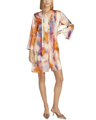 Robert Graham Brenna Tie Neck Long Sleeve Shift Dress In Multi