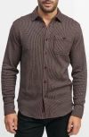Robert Graham Bressett Houndstooth Knit Button-up Shirt In Dark Red
