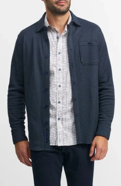 Robert Graham Bressett Houndstooth Knit Button-up Shirt In Navy