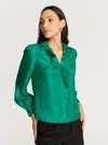 Robert Graham Brigitte Silk-blend Woven Shirt In Emerald