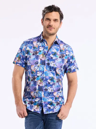 Robert Graham Broward Short Sleeve Button Down Shirt In Blue
