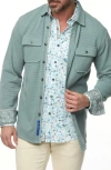 Robert Graham Brunner 2 Textured Knit Button Down Shirt In Slate Blue