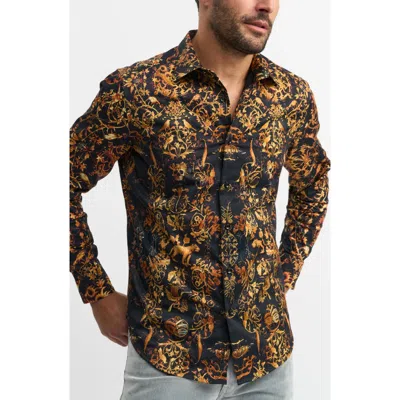 Robert Graham Brut Jacquard Woven Button-up Shirt In Black