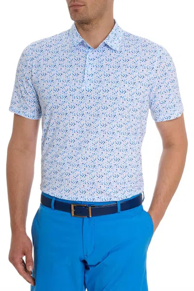 Robert Graham Calder Geo Print Performance Golf Polo In Blue