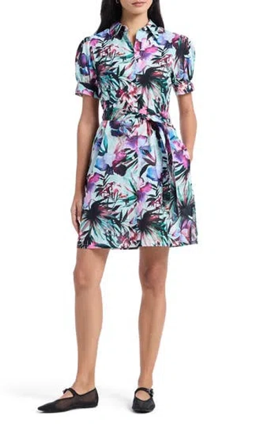 Robert Graham Carolina Floral Short Sleeve Cotton Shirtdress In Multi