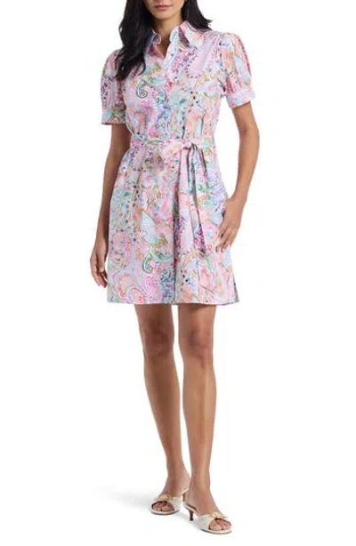Robert Graham Carolina Floral Short Sleeve Cotton Shirtdress In Multi