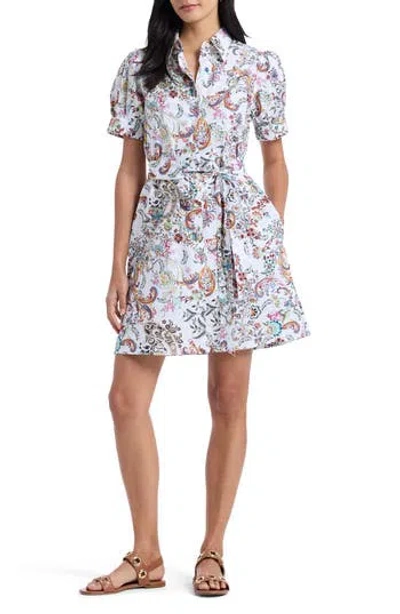 Robert Graham Carolina Paisley Floral Short Sleeve Cotton Shirtdress In Multi