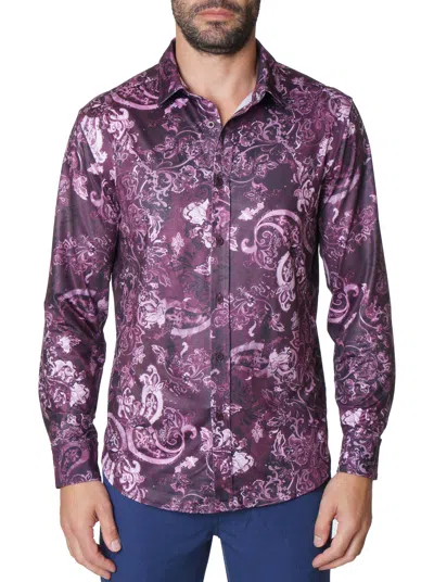 Robert Graham Catalano Long Sleeve Shirt In Berry