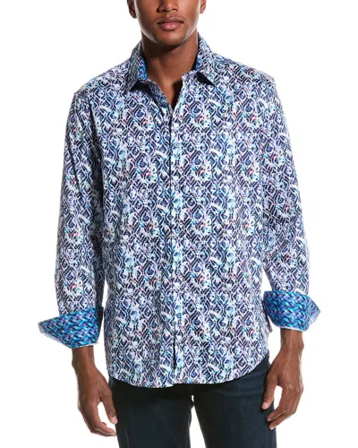 Robert Graham Clarke Classic Fit Woven Shirt In Blue