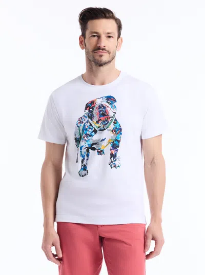 Robert Graham Collage Graham Short Sleeve Button Down T-shirt In White