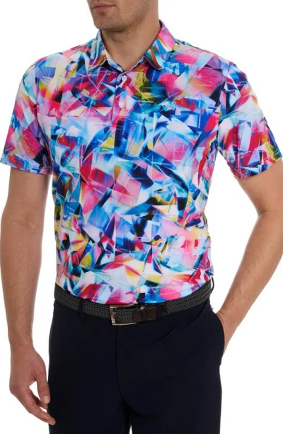 Robert Graham Colour Up Abstract Print Performance Golf Polo In Neutral