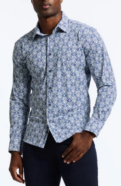 Robert Graham Comoros Classic Fit Floral Knit Button-up Shirt In Navy