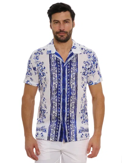 Robert Graham Corsica Short Sleeve Button Down Shirt In Blue