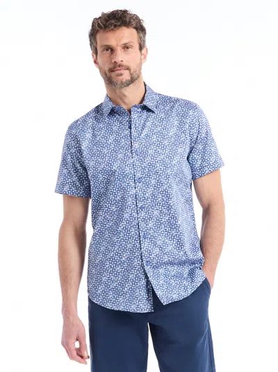 Robert Graham Cotswold Short Sleeve Button Down Shirt In Blue