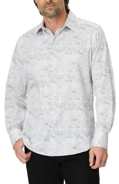 Robert Graham Culloden Print Stretch Cotton Shirt In White