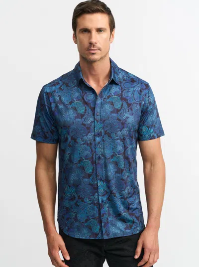 Robert Graham Cusco Performance Stretch Paisley Classic Fit Button Down Shirt In Navy