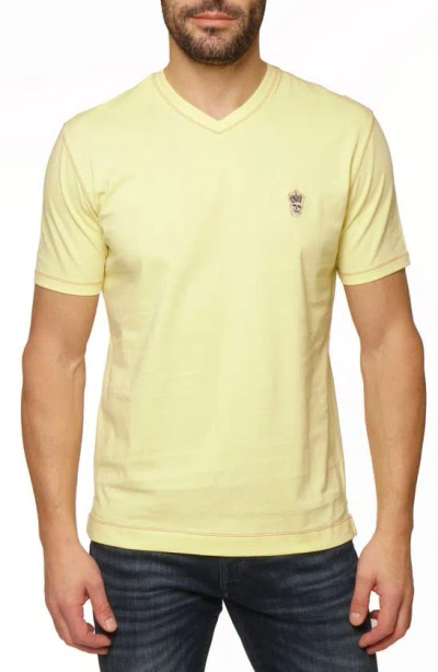 Robert Graham Damien Short Sleeve V-neck T-shirt In Light Yellow