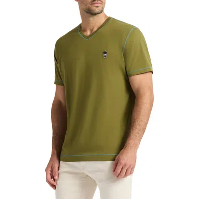 Robert Graham Damien V-neck Knit T-shirt In Green