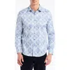 Robert Graham Delancey Damask Print Stretch Cotton Button-up Shirt In Blue