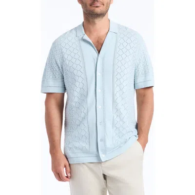 Robert Graham Delmar Pointelle Cotton Button-up Sweater In Blue