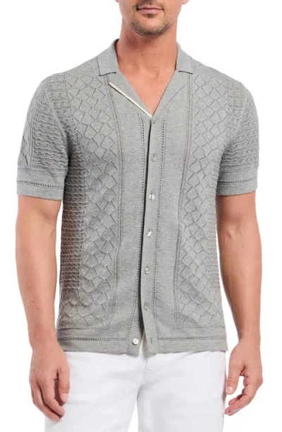 Robert Graham Delmar Pointelle Cotton Button-up Sweater In Grey