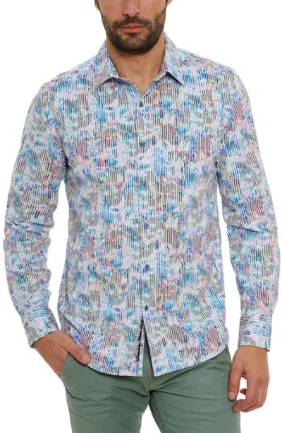 Robert Graham Delray Stripe Cotton Knit Button-up Shirt In Multi