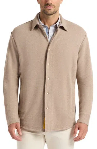 Robert Graham Deschon Cotton Knit Snap-up Shirt In Brown