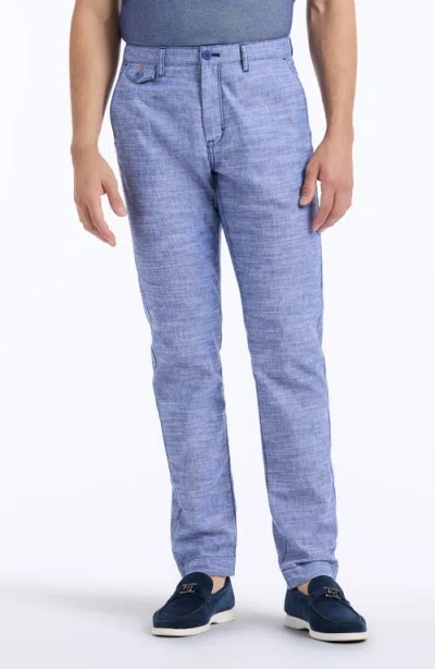 Robert Graham Dixton Straight Leg Cotton & Linen Pants In Blue