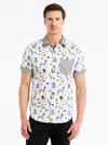 Robert Graham Dog Show Short Sleeve Button Down Shirt In White