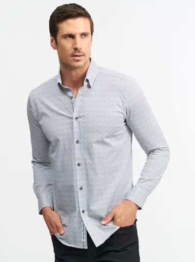 Robert Graham Dorsey Cotton Stretch Printed Tailored Fit Button Down Shirt In White