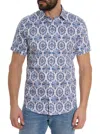 Robert Graham Wallpaper Print Short Sleeve Shirt In Blue