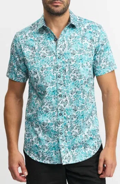 Robert Graham Downing Short Sleeve Button-up Shirt In Blue
