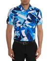 Robert Graham Men's Driftwood Geometric-print Stretch Polo Shirt In Blue