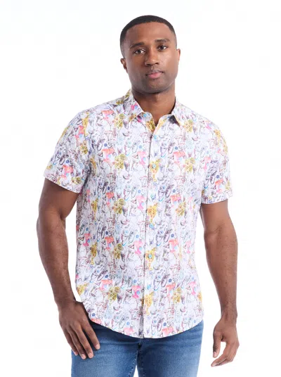 Robert Graham Drinks On Me Short Sleeve Button Down Shirt In Pink