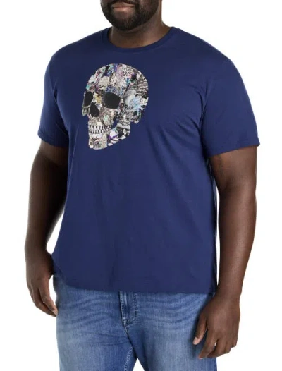 Robert Graham Dxl Big & Tall Collage Skull Graphic Tee In Blue