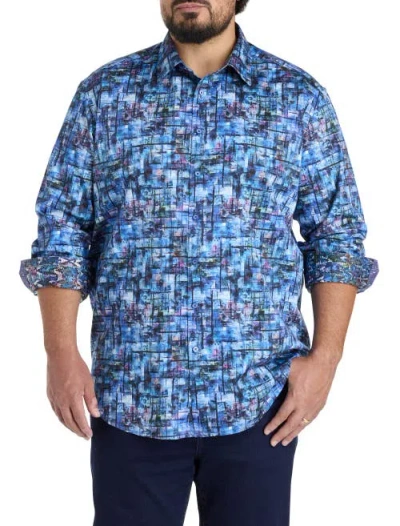 Robert Graham Dxl Big & Tall Multi Abstract Print Sport Shirt In Blue