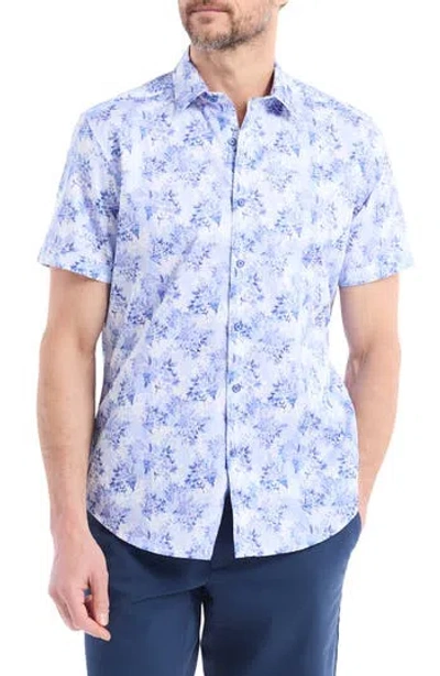 Robert Graham Earlston Short Sleeve Cotton Button-up Shirt In Blue
