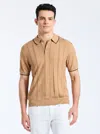 Robert Graham Edvan Short Sleeve Sweater Polo In Camel