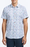 Robert Graham Elgar Abstract Print Short Sleeve Cotton Seersucker Button-up Shirt In Blue
