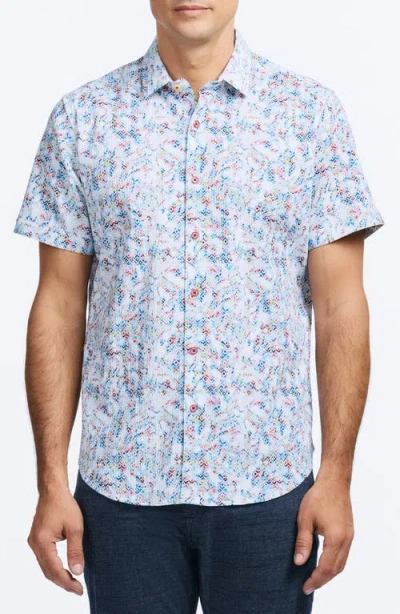 Robert Graham Elgar Abstract Print Short Sleeve Cotton Seersucker Button-up Shirt In Blue