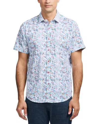 Robert Graham Elgar Abstract Print Short Sleeve Cotton Seersucker Button-up Shirt In Blue