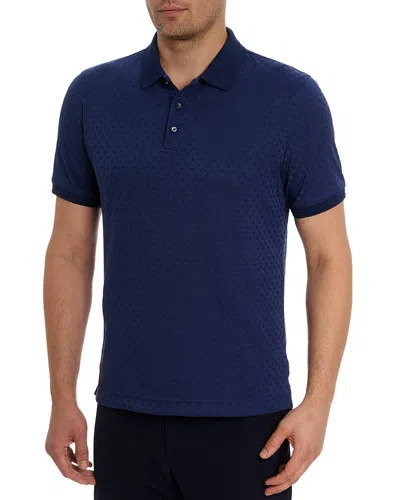 Robert Graham Aaron Checkered Knit Polo In Navy